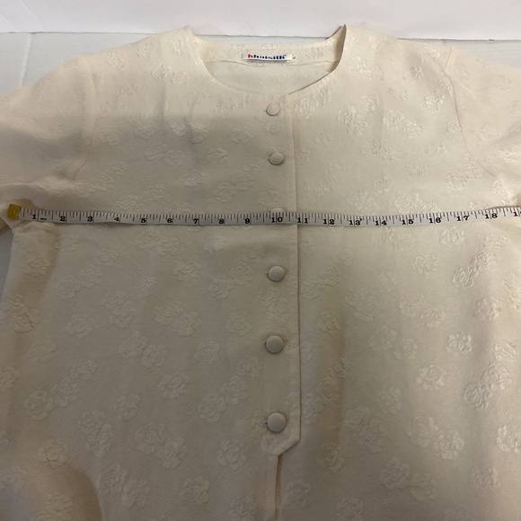Khaisilk Short Sleeve Silk Cream Button Up Tunic Size S - Picture 7 of 9